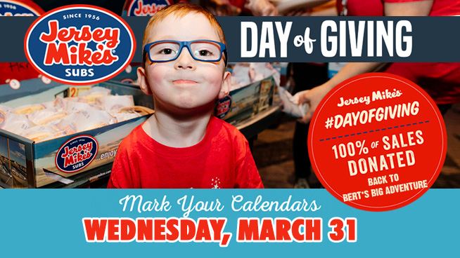 Jersey Mike’s Day of Giving Returns on Wednesday, March 31st